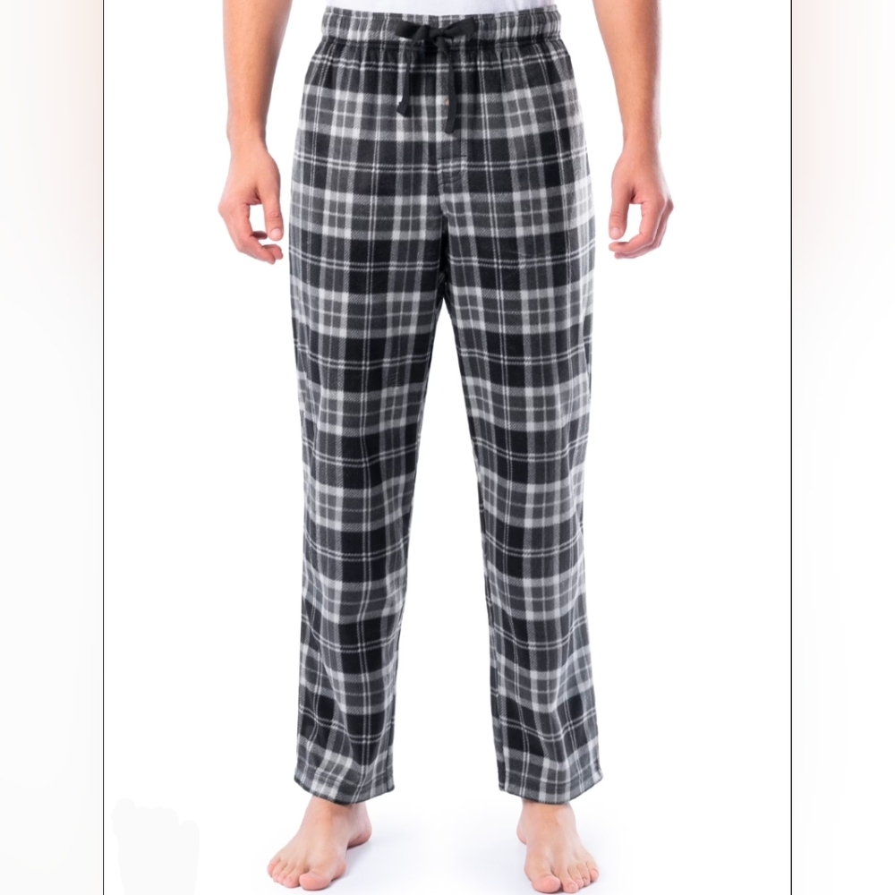 Fruit of the Loom Men's Fleece Pants In Iron Gate Plaid Size XL New